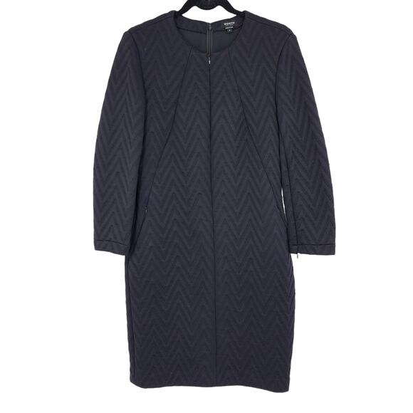 Worth New York Black Long Sleeve Nylon Front and Back Zipper Dress Size 6 - Picture 1 of 6